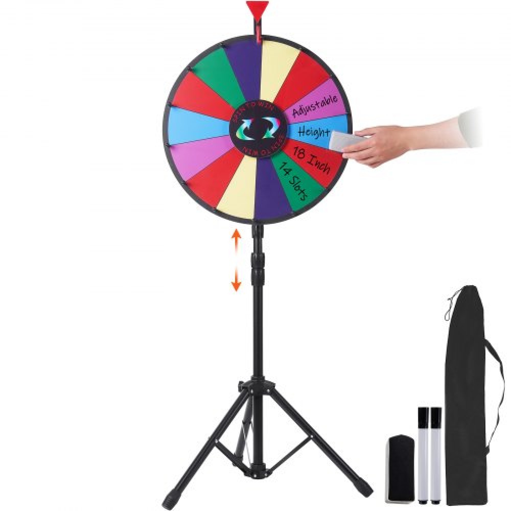 VEVOR 18” Prize Wheel Tripod Floor Stand Color Prize Wheel Fortune Spinner 14 Slots Dry Ease Tradeshow Fortune Spinning Game(18inch)