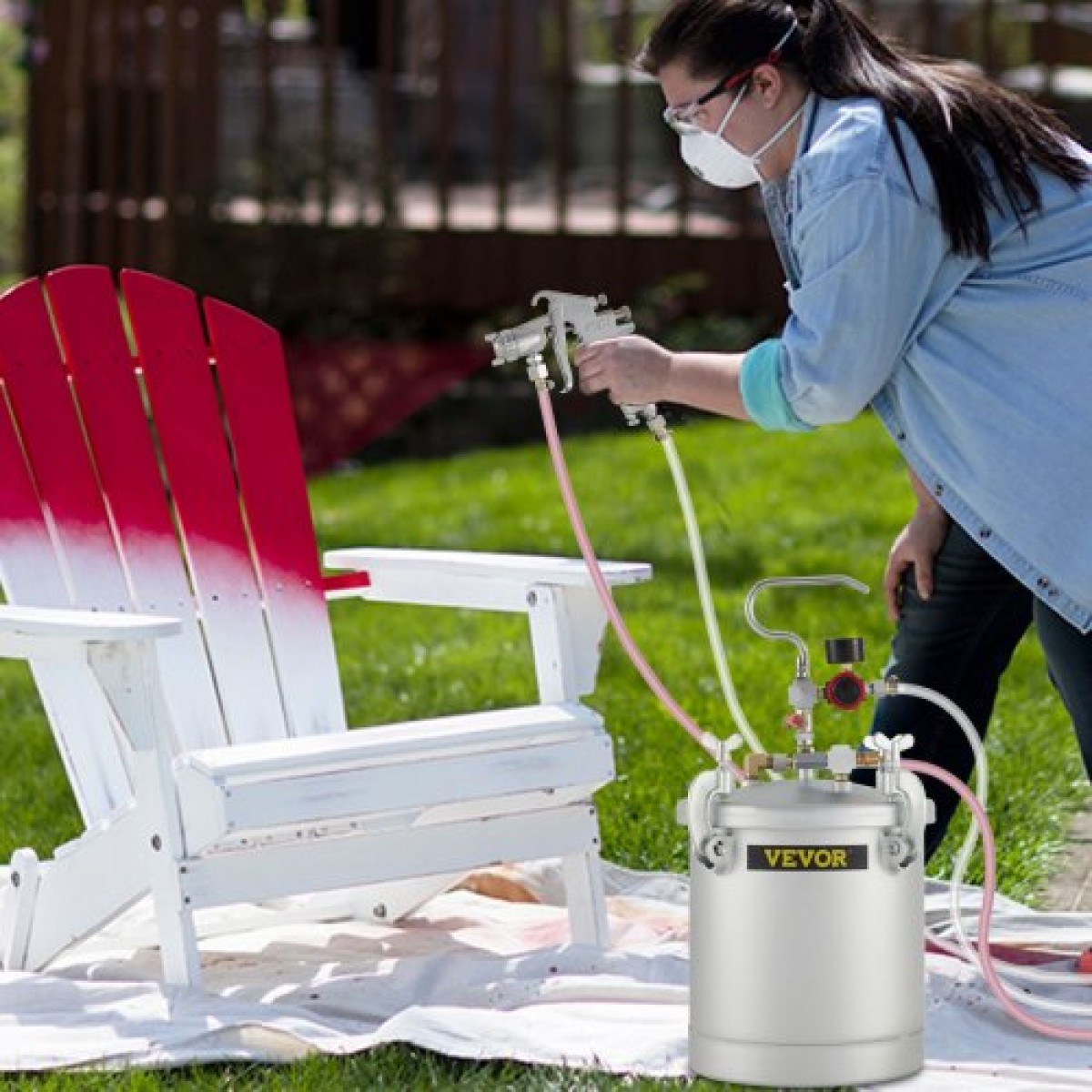 VEVOR Commercial Paint Pressure Tank 2,5 Galllons Pressure Pot Tank 10L Pressure Paint Pot Feed Spray Spray 1,5mm Nozzle Paint Spray for 10L Painting
