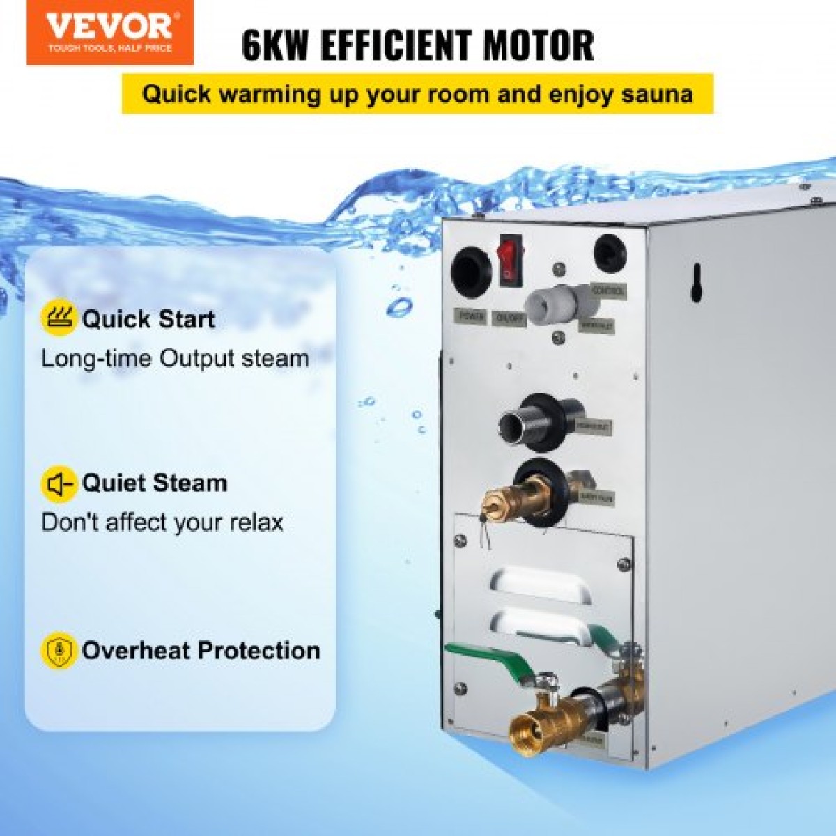 Ατμοποιητής σάουνας VEVOR 6KW με ψηφιακή οθόνη LED Ατμόλουτρο Γεννήτρια 6KW Steam Room Generator για οικιακή γεννήτρια ατμού SPA με έλεγχο χρόνου