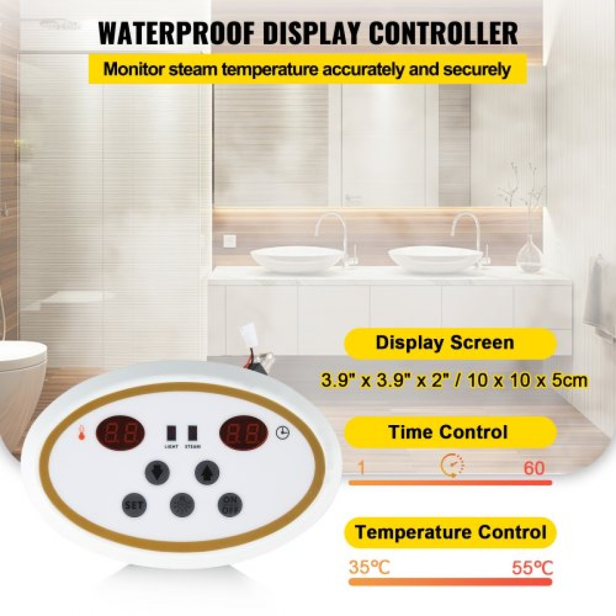 VEVOR 9KW Steam Generator Steam Generator for SPA Room Digital Display Steam Generator 35 ℃-55 ℃ Sauna Steam Generator for Home Commercial Steam Generator Kit Γεννήτρια ατμού