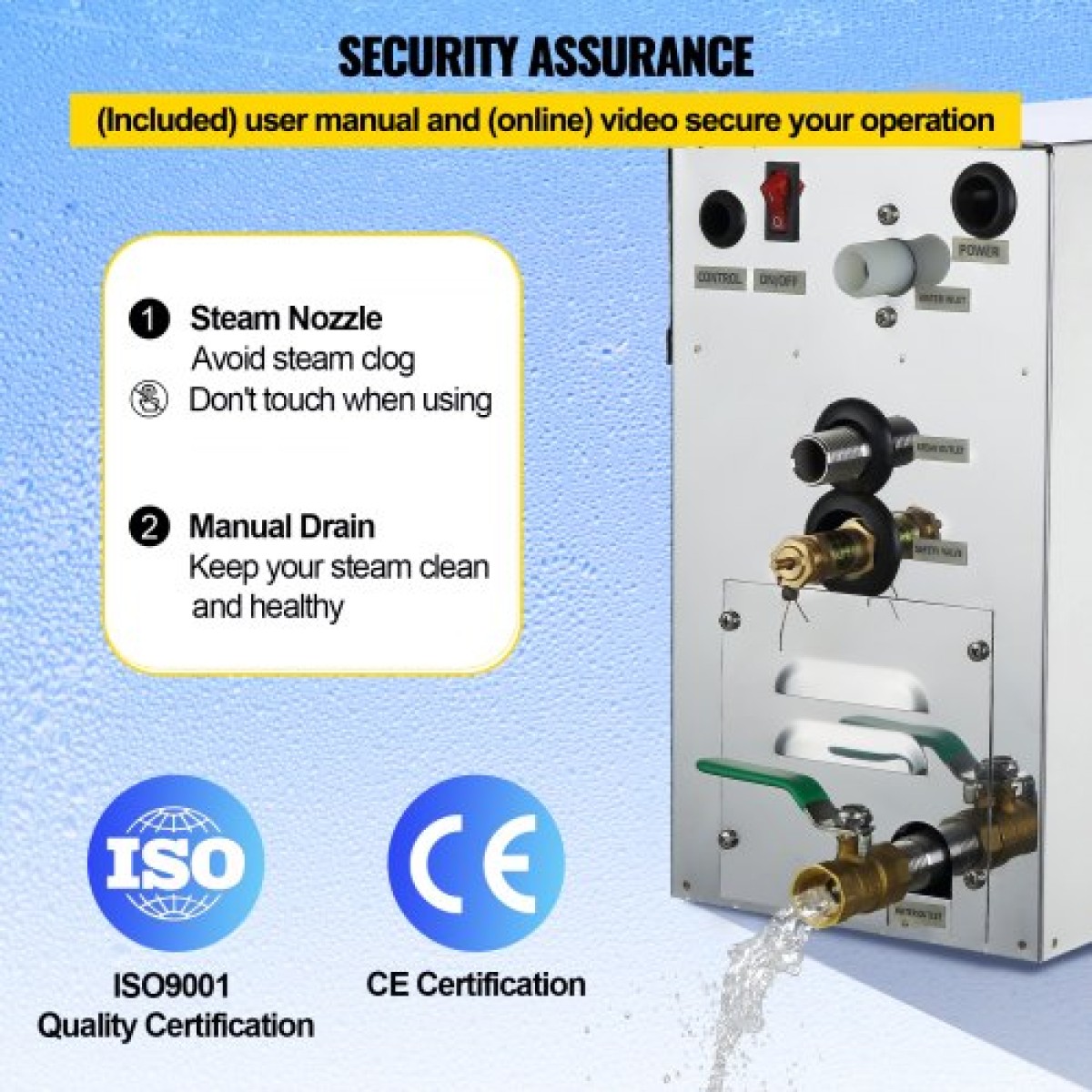 VEVOR 9KW Steam Generator Steam Generator for SPA Room Digital Display Steam Generator 35 ℃-55 ℃ Sauna Steam Generator for Home Commercial Steam Generator Kit Γεννήτρια ατμού