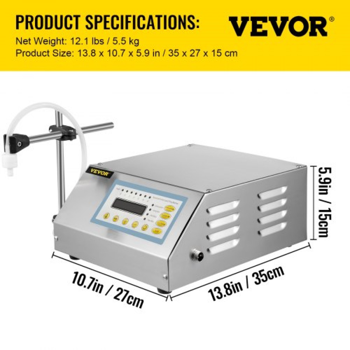 Μηχανή πλήρωσης υγρού VEVOR 5-3500ml GFK-160 Αυτόματη μηχανή πλήρωσης υγρών ψηφιακής αντλίας ελέγχου LCD