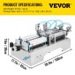 VEVOR 100-1000ml Πνευματικό μηχάνημα πλήρωσης υγρού με δύο ακροφύσια Γεμιστικό μπουκαλιών για πλήρωση υγρού χυμού για υγρό
