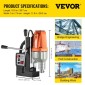 VEVOR Magnetic Drill 220V-240V Magnetic Drilling Machine 980W, Metal Drill Press High Power 680 rpm, Multi-function Metal Drill Press 35MM Core Drilling Machine for Drilling and Tapping