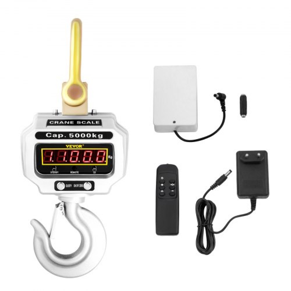 VEVOR 5000kg 11000lbs Digital Crane Scale Heavy Duty Crane Scale Industrial Digital Hanging Scale Weight LED