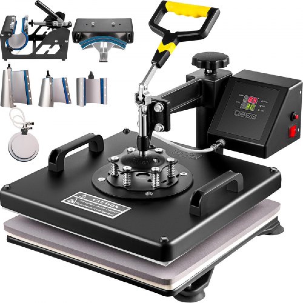 VEVOR Heat Press 8 in 1 Heat Press Machine 38x38cm Heat Transfer Press 15x15Inch Press Multifuctional Sublimation Machine for T-shirt Mug Kapel Plate Transfer