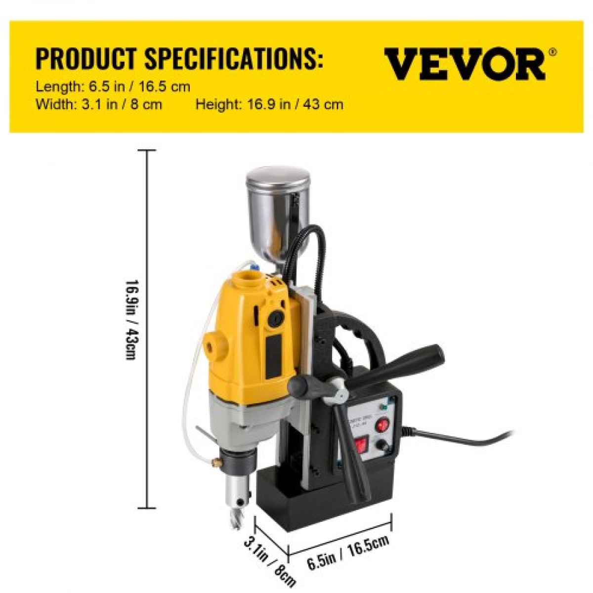 VEVOR MD40 Μηχανή διάτρησης με ηλεκτρική μαγνητική πρέσα τρυπανιού 38,1 mm με σετ κοπής HSS 11 τμχ Ακριβές κιτ δακτυλιοειδούς κοπής Compact μεταγωγής Evolution 1100W Magnet Force