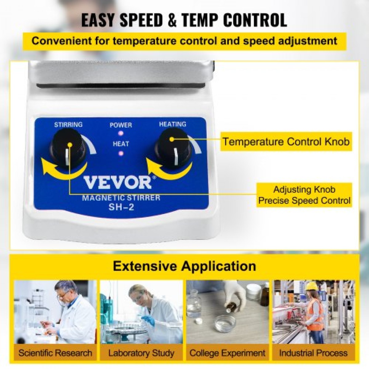 VEVOR SH-2 Magnetic Stirrer Laboratory Magnetic Stirrer Hotplate 2000ml Χωρητικότητα Ανάμιξης με Ψηφιακή Οθόνη Θερμαντικού Μίκτη