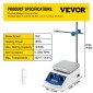 VEVOR SH-2 Magnetic Stirrer Laboratory Magnetic Stirrer Hotplate 2000ml Χωρητικότητα Ανάμιξης με Ψηφιακή Οθόνη Θερμαντικού Μίκτη