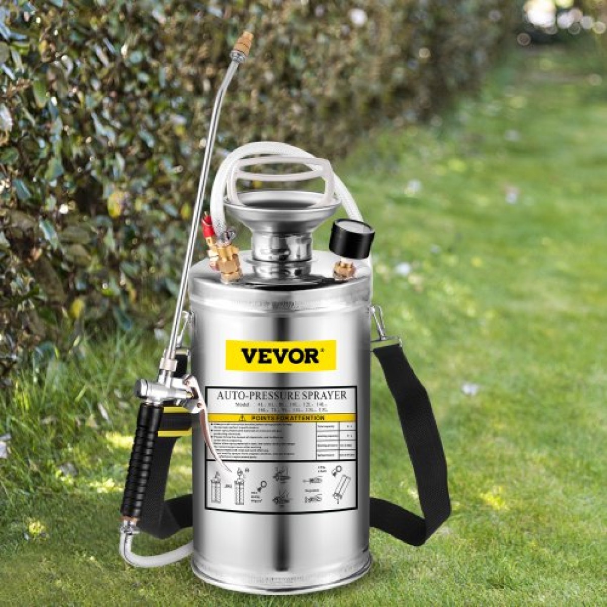 VEVOR Ανοξείδωτος Χάλυβας Ψεκαστήρας 6L Οικιακός Ψεκαστήρας Κηπουρικής και Καθαρισμού δαπέδου, Κατάλληλος για τις Τρέχουσες Υπηρεσίες της Βιομηχανίας, της Γεωργίας, του Εμπορίου, της Ιατρικής και άλλων Βιομηχανιών