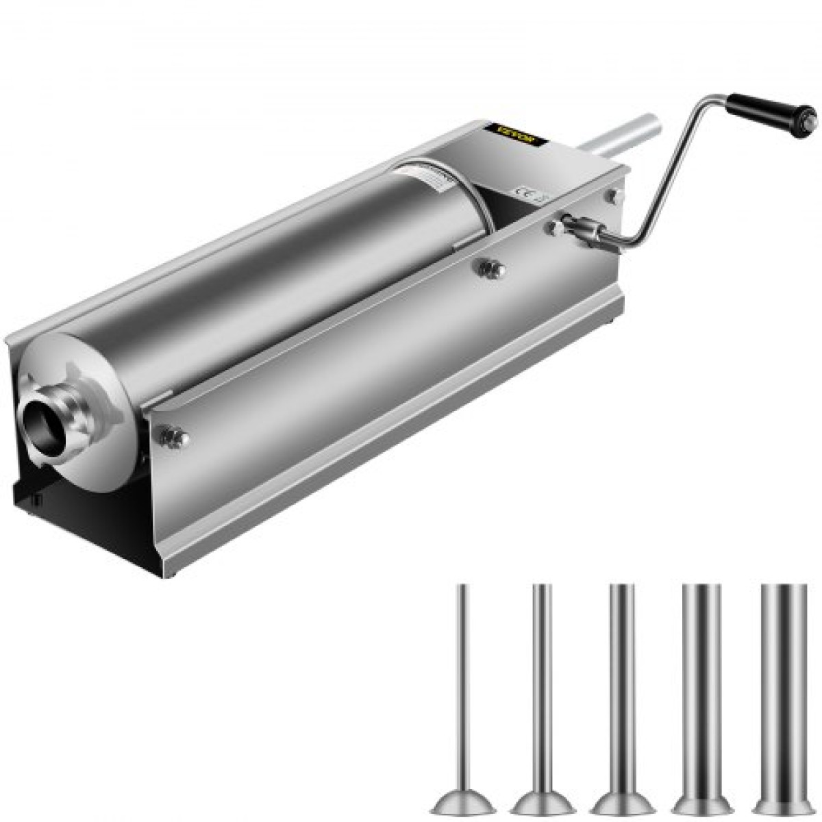 VEVOR Manual Sausage Stuffer, 7 L / 15 LBS Horizontal Sausage Machine, Dual-Speed ​​Meat Stuffer, κατασκευασμένο από ανοξείδωτο ατσάλι 304 ποιότητας τροφίμων, περιλαμβάνει 5 σωλήνες γέμισης, για οικιακή κουζίνα εστιατόριο Commercia