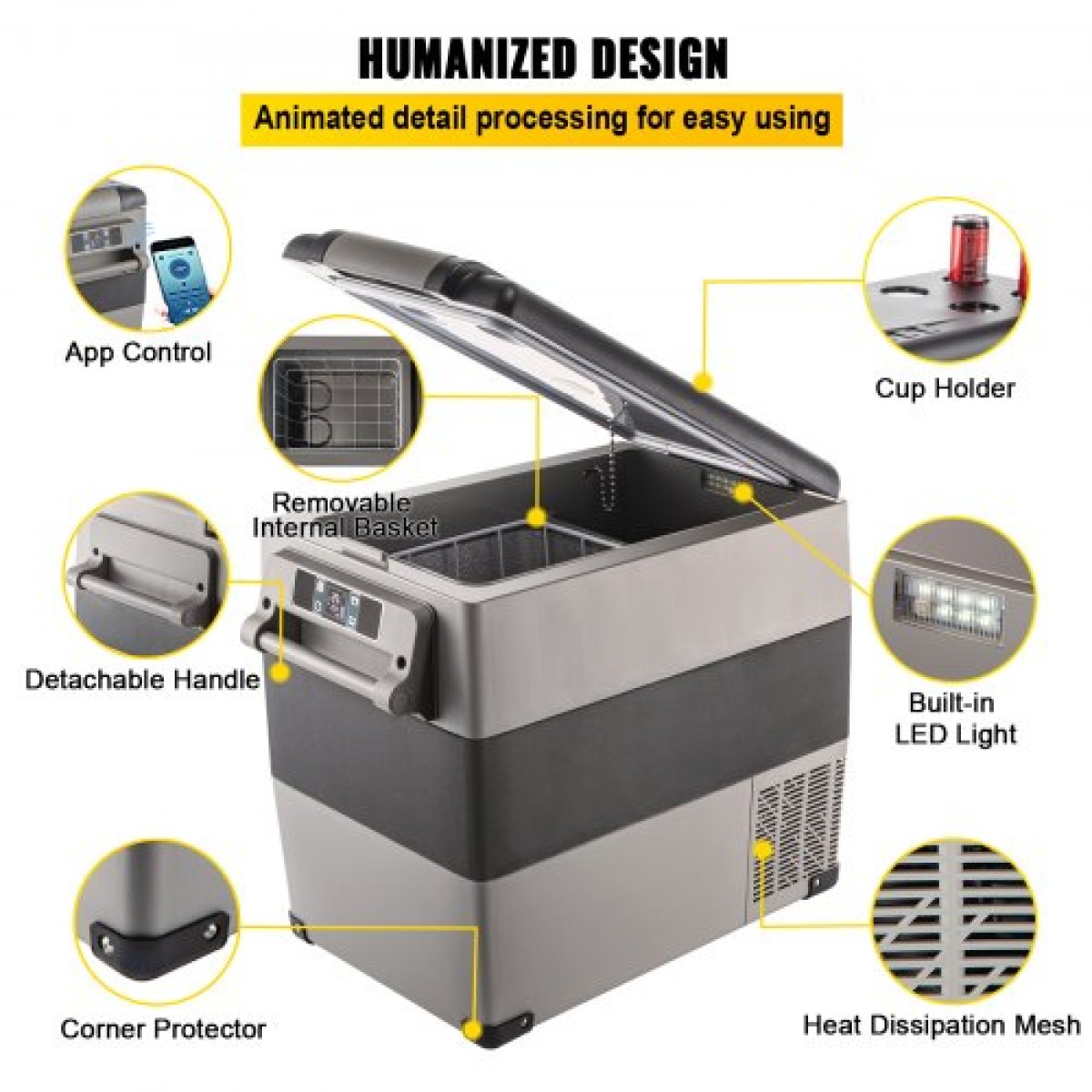 VEVOR Portable Cool Box 55L Car Fridge 220 V Mini Fridge Electric Freezer Box Μικρός καταψύκτης για φορτηγό κάμπινγκ αυτοκινήτου