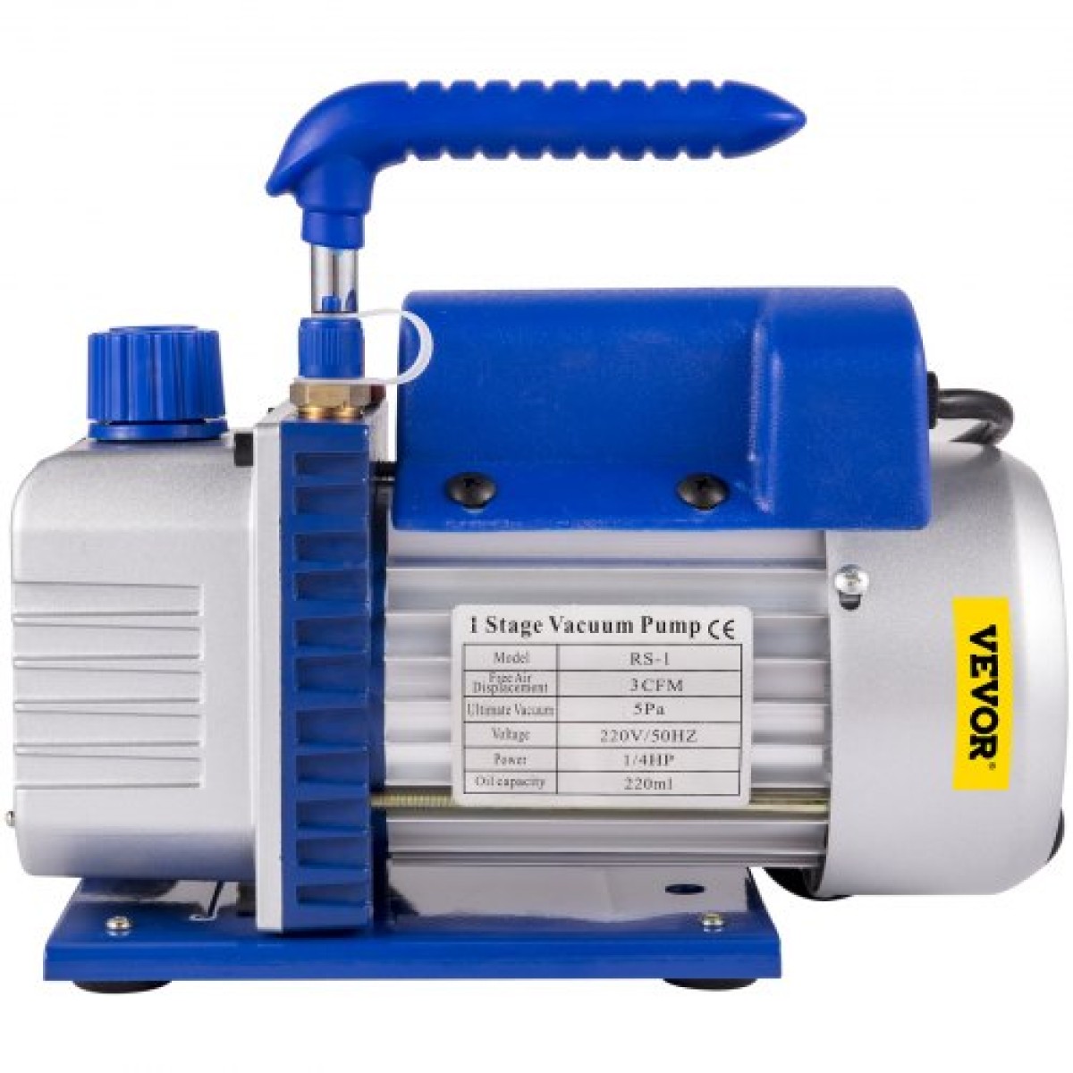 VEVOR 3 CFM 1/4HP Μονοβάθμια αντλία κενού, 3 γαλόνια (13 λίτρα) κιτ θαλάμου κενού, κιτ ψύξης A/C HVAC