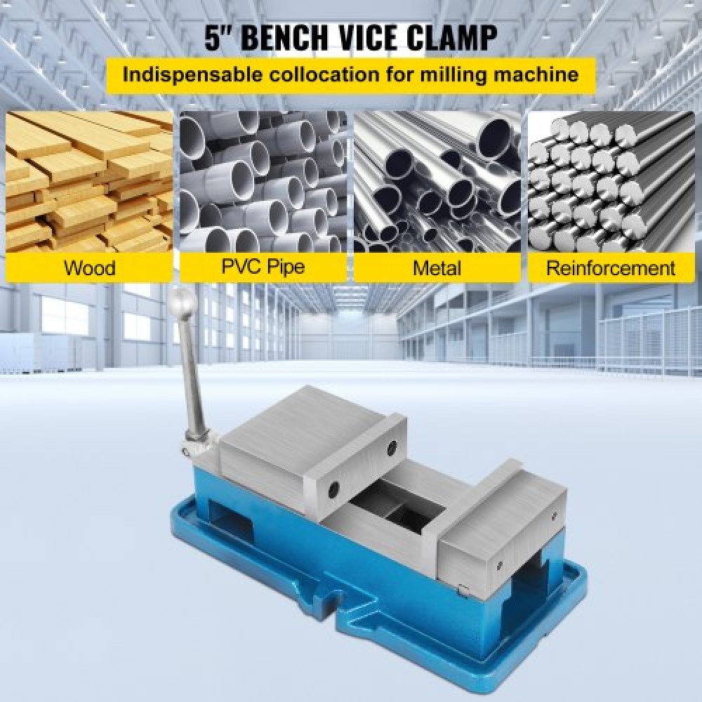 Μέγγενη VEVOR 5" Super-Lock για μηχανές NC/CNC Σφιγκτήρας πάγκου Μέγγενη υψηλής ακρίβειας, σφιγκτήρας μέγγενης Μέγγενη κλείδωμα CNC μέγγενη διάτρηση 125 mm Πλάτος CNC 24KN