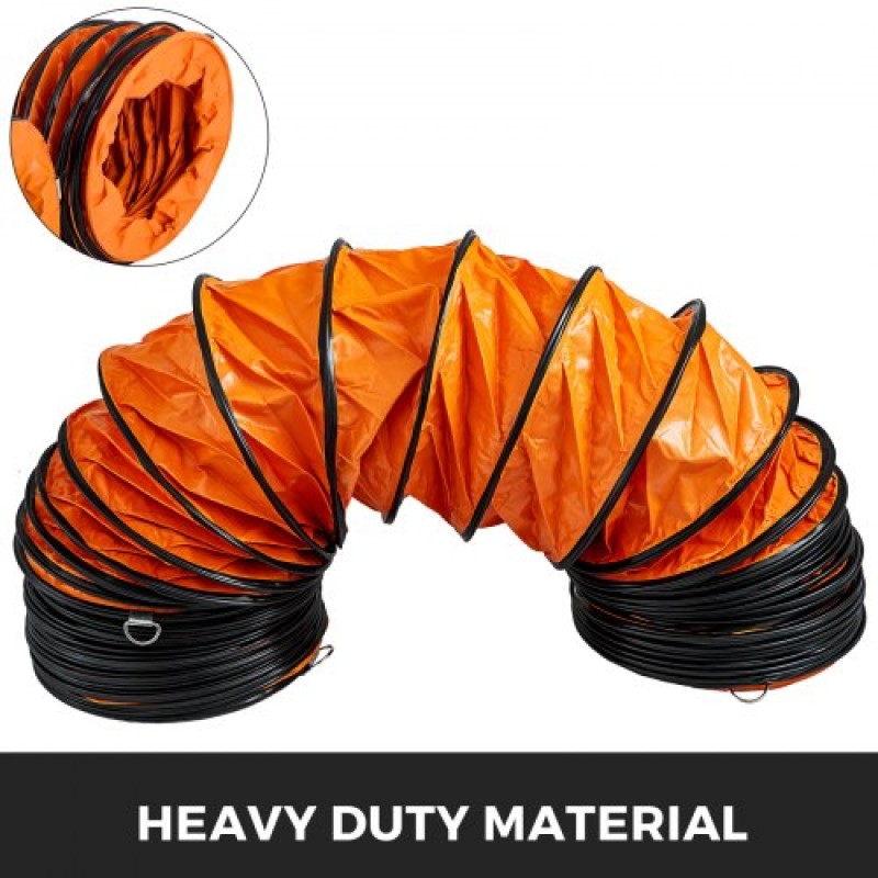 Εύκαμπτος αγωγός VEVOR 25FT PVC, Εύκαμπτος σωλήνας αγωγού PVC, βιομηχανικός φορητός σωλήνας εξαγωγής αναπνευστήρα βαρέως τύπου για ανεμιστήρα εξάτμισης 10 ιντσών
