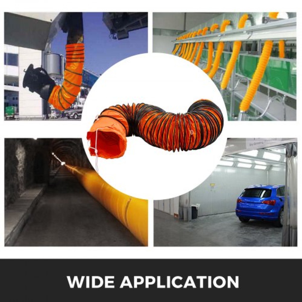 Εύκαμπτος αγωγός VEVOR 25FT PVC, Εύκαμπτος σωλήνας αγωγού PVC, βιομηχανικός φορητός σωλήνας εξαγωγής αναπνευστήρα βαρέως τύπου για ανεμιστήρα εξάτμισης 10 ιντσών
