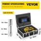 VEVOR Sewer Camera, Pipe Inspection Camera 30M, Sewer Inspection Video Camera 7" Monitor Pipeline Inspection Camera Drain Camera Industrial Endoscope HD DVR Recorder with 8GB Card