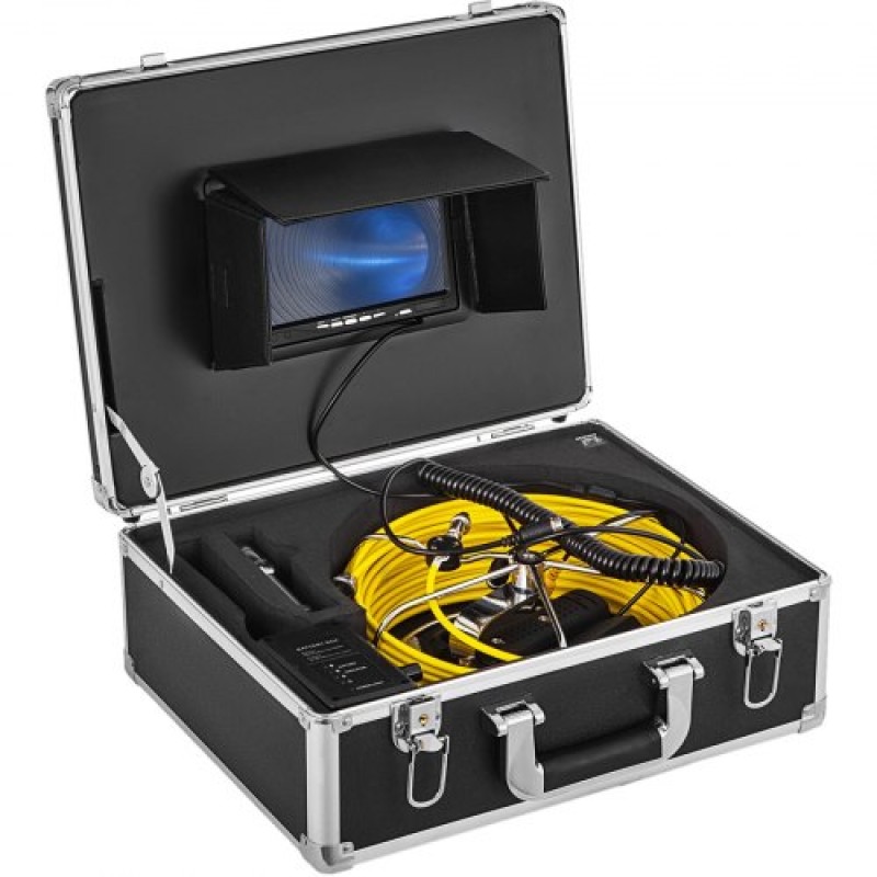 VEVOR Sewer Camera, Pipe Inspection Camera 30M, Sewer Inspection Video Camera 7" Monitor Pipeline Inspection Camera Drain Camera Industrial Endoscope HD DVR Recorder with 8GB Card