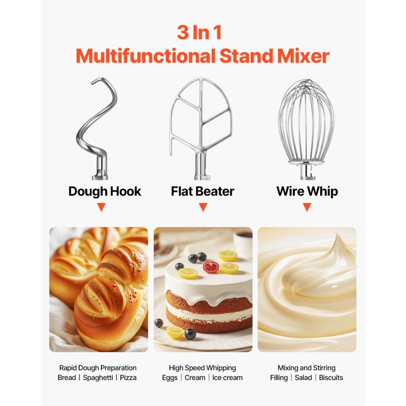VEVOR Commercial Mixer Electric Food Mixer 10L Capacity Bowl Electric Dough Mixer Maker 500W Ρυθμιζόμενος Εμπορικός Μίξερ Μύλος 220V Stand Mixer για Επαγγελματική Κουζίνα