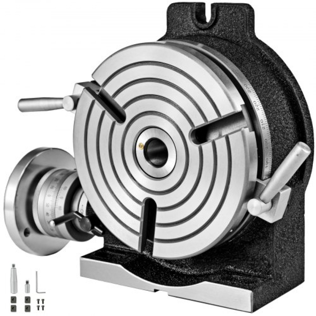 Περιστροφικό τραπέζι VEVOR 8 INCH/200 MM Οριζόντιο κάθετο περιστροφικό τραπέζι με 3 αυλακώσεις Περιστροφικό τραπέζι για φρέζα MT-3 Περιστροφικό τραπέζι για φρέζα 360 μοιρών Περιστροφικό τραπέζι ακριβείας για μέγγενη διάτρησης φρεζαρίσματος