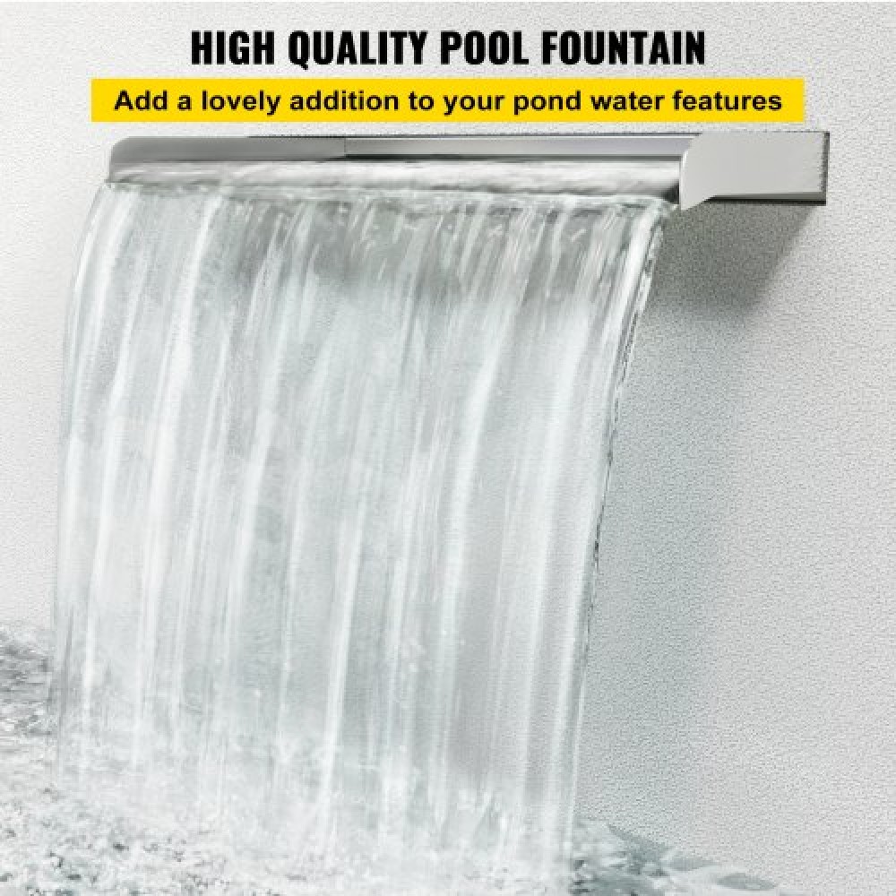 VEVOR 23,6" x 4,5" x 3,1" Διακοσμητικό σιντριβάνι πισίνας καταρράκτη από ανοξείδωτο χάλυβα για λίμνη κήπου σε εσωτερικούς και εξωτερικούς χώρους