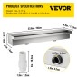 VEVOR 23,6" x 4,5" x 3,1" Διακοσμητικό σιντριβάνι πισίνας καταρράκτη από ανοξείδωτο χάλυβα για λίμνη κήπου σε εσωτερικούς και εξωτερικούς χώρους