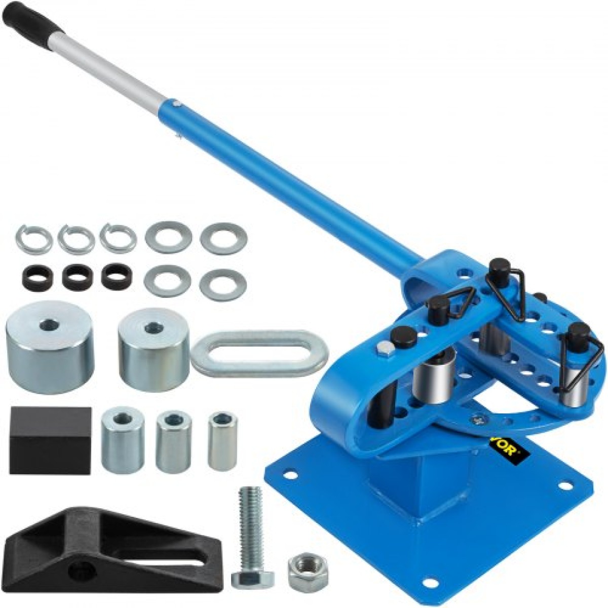 VEVOR YP-9 Manual Bender, Soild Round Sound Bar Metal Bender with 7 Bending Dies, Metal Rod Bar Bender Bending Tool for Construction Site Auto Repair