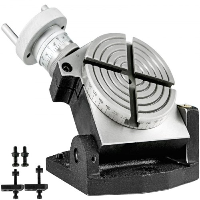 Περιστροφικό τραπέζι VEVOR 4 INCH/100 MM Οριζόντιο κάθετο περιστροφικό τραπέζι με 4 αυλακώσεις Περιστροφικό τραπέζι για φρέζα MT-2 Περιστροφικό τραπέζι για φρέζα 360 μοιρών Περιστροφικό τραπέζι ακριβείας για μέγγενη διάτρησης φρεζαρίσματος