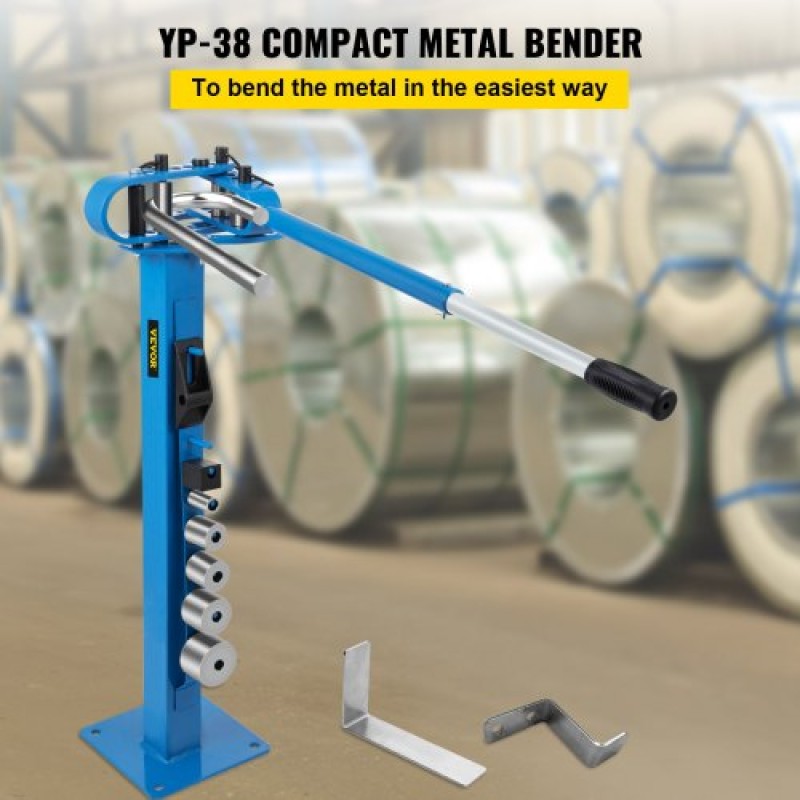 VEVOR Compact Bender Metal Manual Floor Type 7 Dies 1-3" Fabrication Metal Pedestal Solid Handle Telescoping Mountable 117,2cm Handle Rod Tube for Shape Steel, Iron, Swled, Brass, Copper