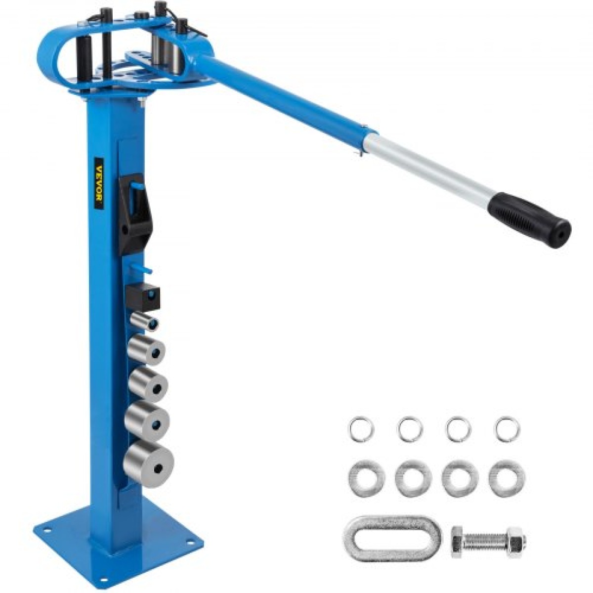 VEVOR Compact Bender Metal Manual Floor Type 7 Dies 1-3" Fabrication Metal Pedestal Solid Handle Telescoping Mountable 117,2cm Handle Rod Tube for Shape Steel, Iron, Swled, Brass, Copper