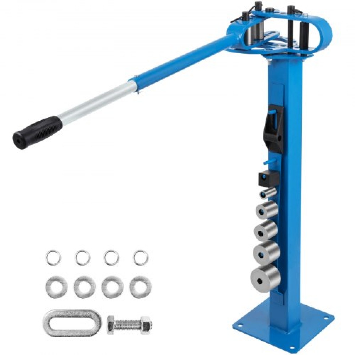VEVOR Compact Bender Metal Manual Floor Type 7 Dies 1-3" Fabrication Metal Pedestal Solid Handle Telescoping Mountable 117,2cm Handle Rod Tube for Shape Steel, Iron, Swled, Brass, Copper