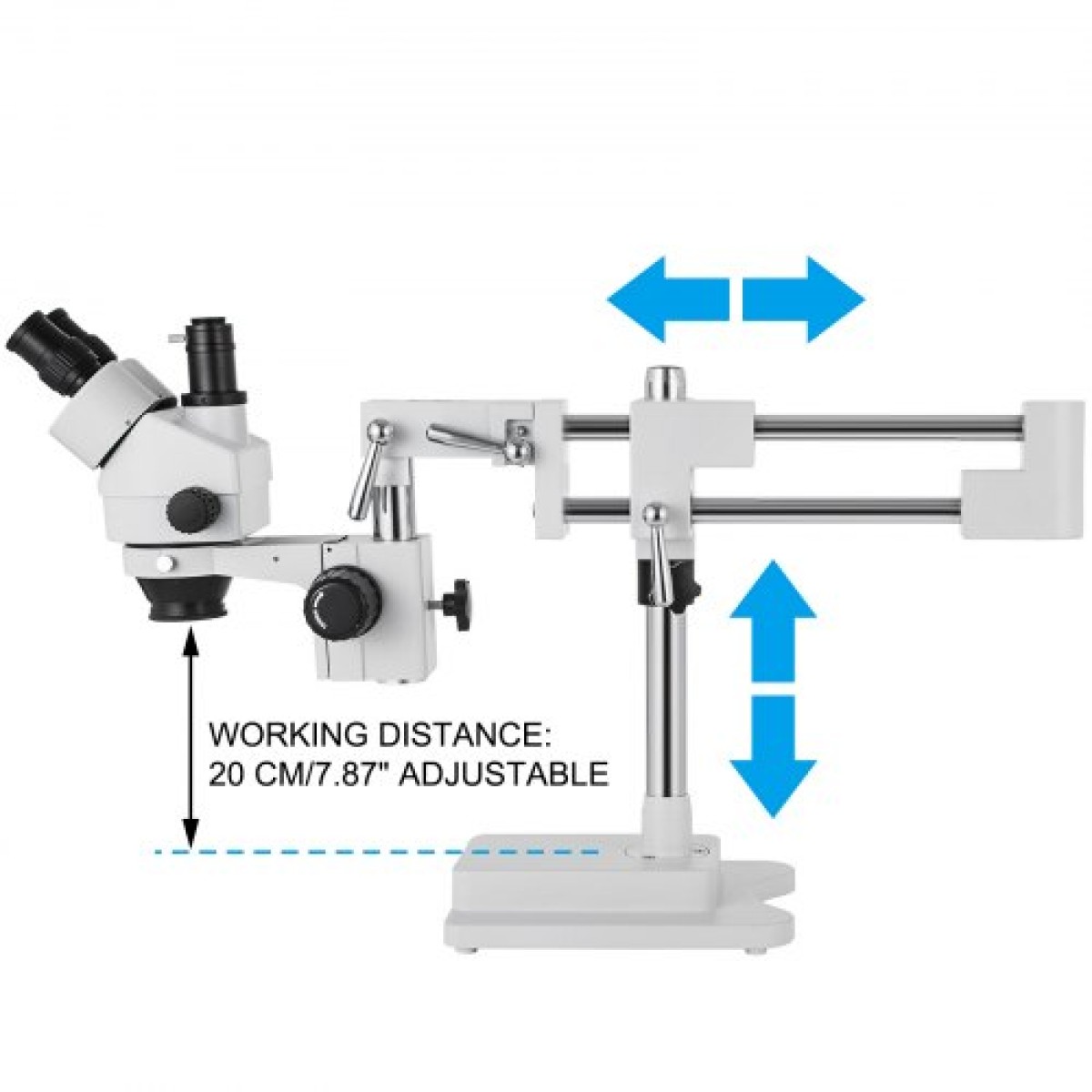VEVOR 3.5X-90X Simul-Focal Stereo Microscope 360° Swiveling Trinocular Stereo Microscope with Dual Arm Boom