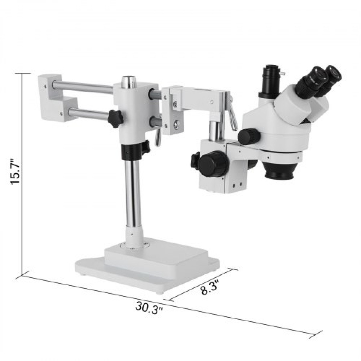 VEVOR 3.5X-90X Simul-Focal Stereo Microscope 360° Swiveling Trinocular Stereo Microscope with Dual Arm Boom