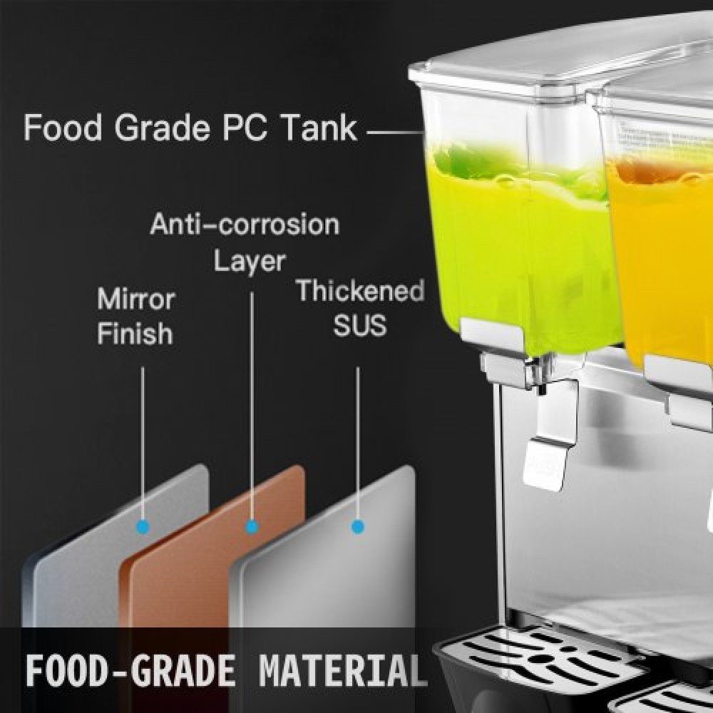 VEVOR Commercial Cold Beverage Dispenser Ανοξείδωτος χάλυβας Fruit Juice Beverage Dispenser 3 Tanks 36,3 L Ice Tea Drink Dispenser εξοπλισμένος με ελεγκτή θερμοστάτη