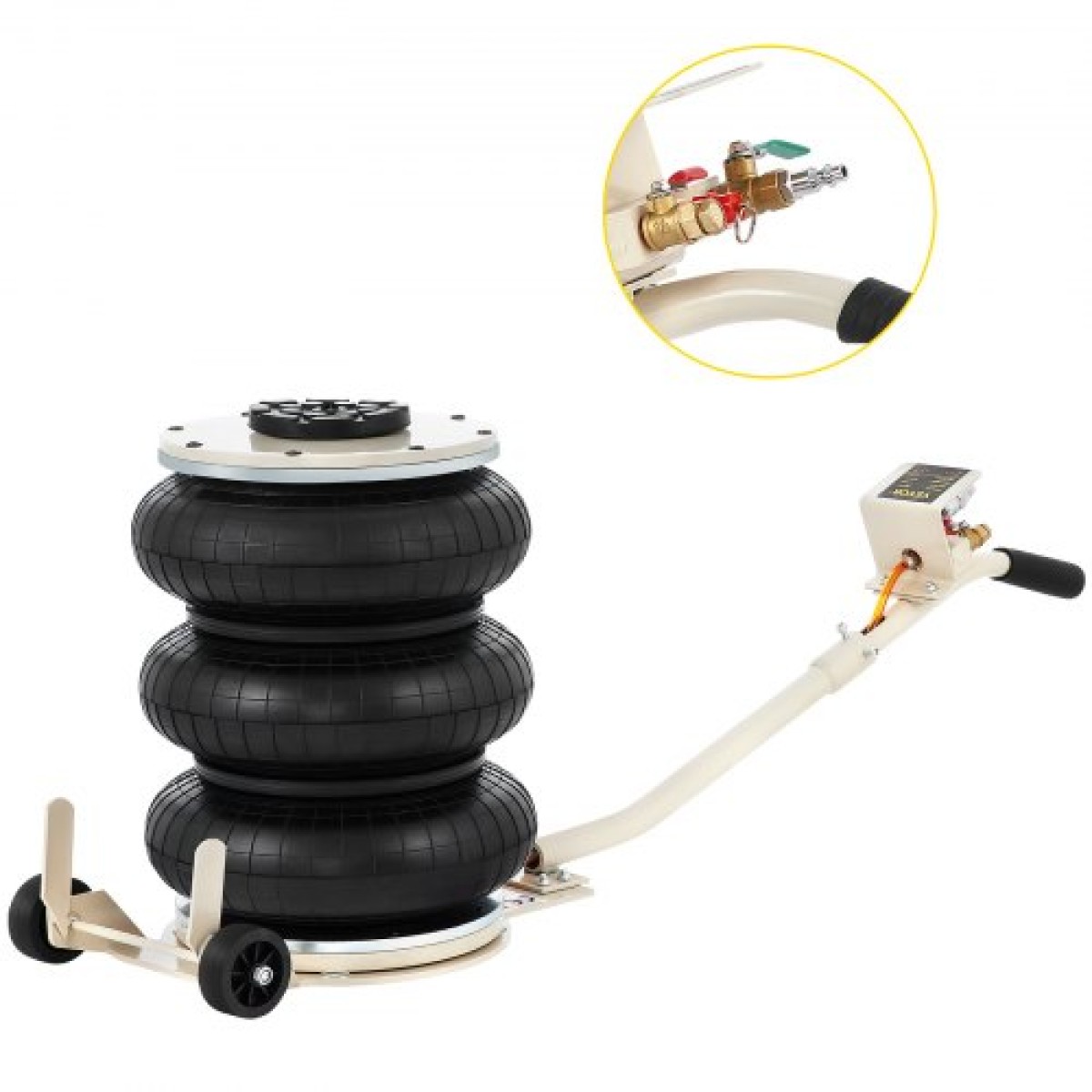 VEVOR 5 Ton/4999,9 kg Πνευματικό Jack Triple Bag Air Jack Ύψος ανύψωσης 16,5-40,6 cm Φουσκωτό Jack Lifter αυτοκινήτου Πνευματικός γρύλος αέρα 4999,9 kg Χωρητικότητα Εξαιρετικά γρήγορη ανύψωση