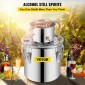 VEVOR Still Distiller 3Gal Water Distiller 12L από ανοξείδωτο ατσάλι Copper Tube Home Brewing Kit Ενσωματωμένο θερμόμετρο για DIY Whisky Wine Brandy Sliver