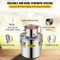 VEVOR Still Distiller 3Gal Water Distiller 12L από ανοξείδωτο ατσάλι Copper Tube Home Brewing Kit Ενσωματωμένο θερμόμετρο για DIY Whisky Wine Brandy Sliver