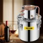 VEVOR Still Distiller 3Gal Water Distiller 12L από ανοξείδωτο ατσάλι Copper Tube Home Brewing Kit Ενσωματωμένο θερμόμετρο για DIY Whisky Wine Brandy Sliver