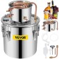VEVOR Still Distiller 3Gal Water Distiller 12L από ανοξείδωτο ατσάλι Copper Tube Home Brewing Kit Ενσωματωμένο θερμόμετρο για DIY Whisky Wine Brandy Sliver