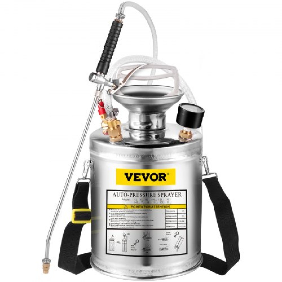 VEVOR Ανοξείδωτος Χάλυβας Ψεκαστήρας 4L Οικιακός Ψεκαστήρας Κηπουρικής και Καθαρισμού Δαπέδου, Κατάλληλος για τις Τρέχουσες Υπηρεσίες της Βιομηχανίας, της Γεωργίας, του Εμπορίου, της Ιατρικής και άλλων Βιομηχανιών
