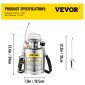 VEVOR Ανοξείδωτος Χάλυβας Ψεκαστήρας 4L Οικιακός Ψεκαστήρας Κηπουρικής και Καθαρισμού Δαπέδου, Κατάλληλος για τις Τρέχουσες Υπηρεσίες της Βιομηχανίας, της Γεωργίας, του Εμπορίου, της Ιατρικής και άλλων Βιομηχανιών