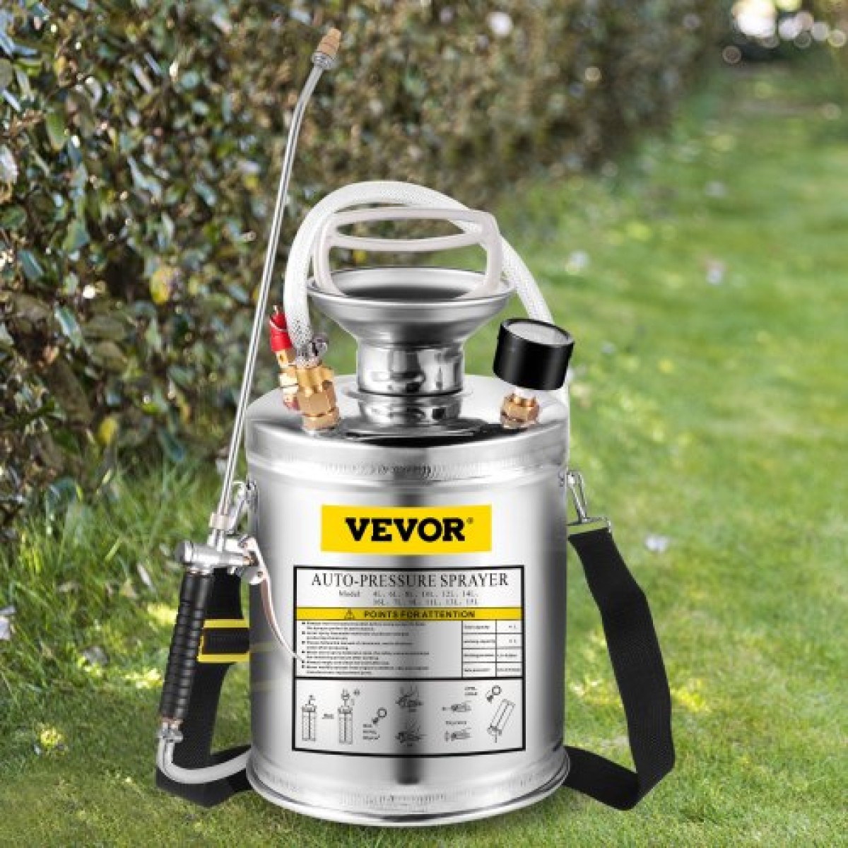 VEVOR Ανοξείδωτος Χάλυβας Ψεκαστήρας 4L Οικιακός Ψεκαστήρας Κηπουρικής και Καθαρισμού Δαπέδου, Κατάλληλος για τις Τρέχουσες Υπηρεσίες της Βιομηχανίας, της Γεωργίας, του Εμπορίου, της Ιατρικής και άλλων Βιομηχανιών