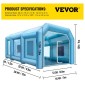 Φουσκωτή σκηνή VEVOR 999,2 x 498,5 x 399,3 εκ. Φουσκωτό Θάλαμο Σπρέι Σκηνή Φουσκωτό Θάλαμο Βαφής Σκηνή Θάλαμος Βαφής Αυτοκινήτου Giant Workstation 210D Oxford Fabric With 2 Blowers
