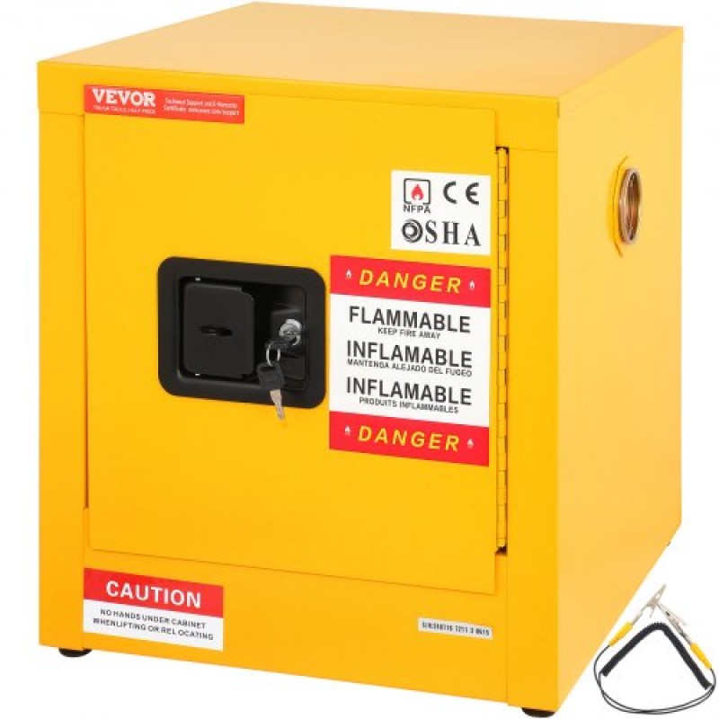 11 Gallon Safety Cabinet 16.9" X 16.9" X 18.1" Hazardous Hinges Manual Hot