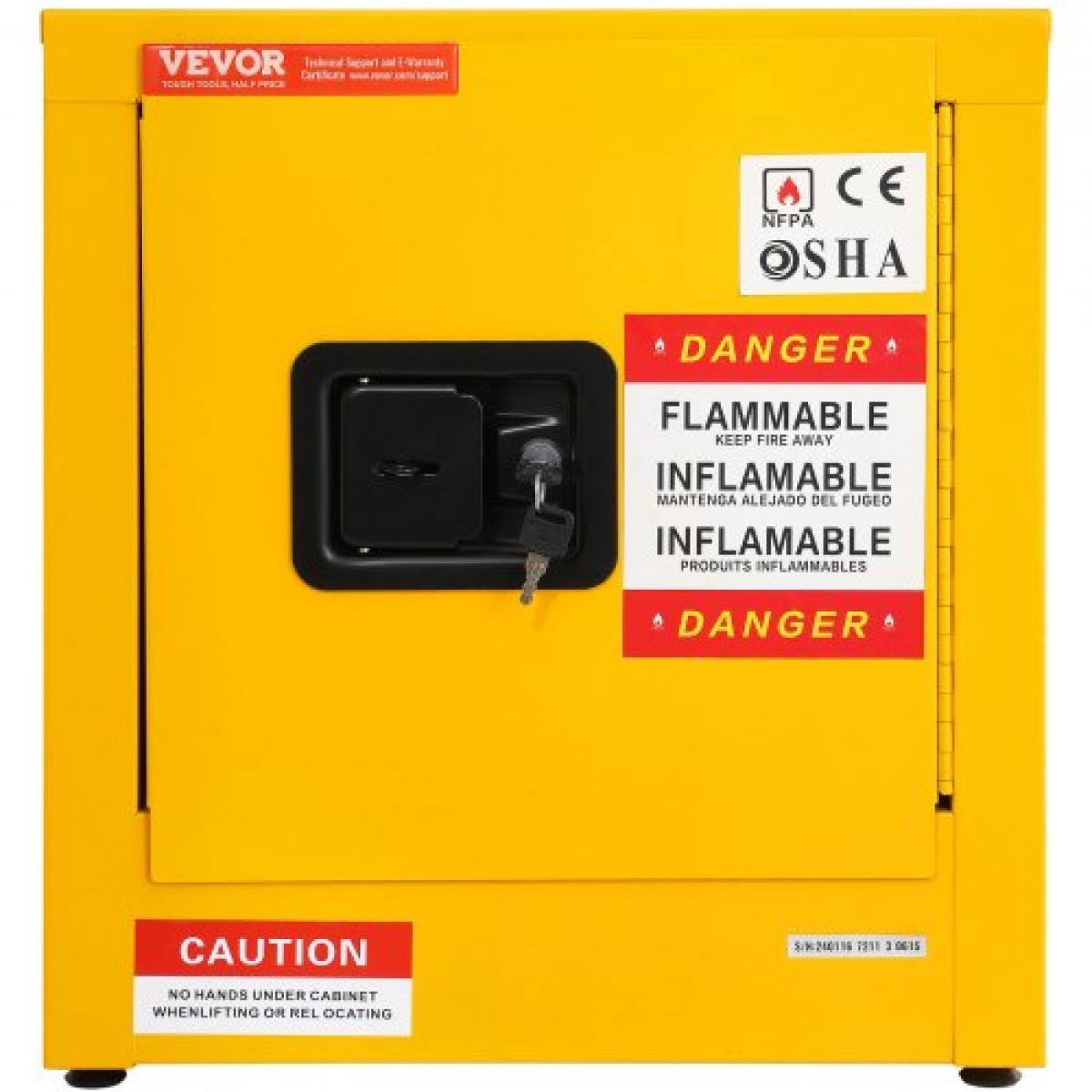 VEVOR 41,6 L Ντουλάπι ασφαλείας 42,9 x 42,9 x 46 cm Εγχειρίδιο Επικίνδυνοι Μεντεσέδες Hot
