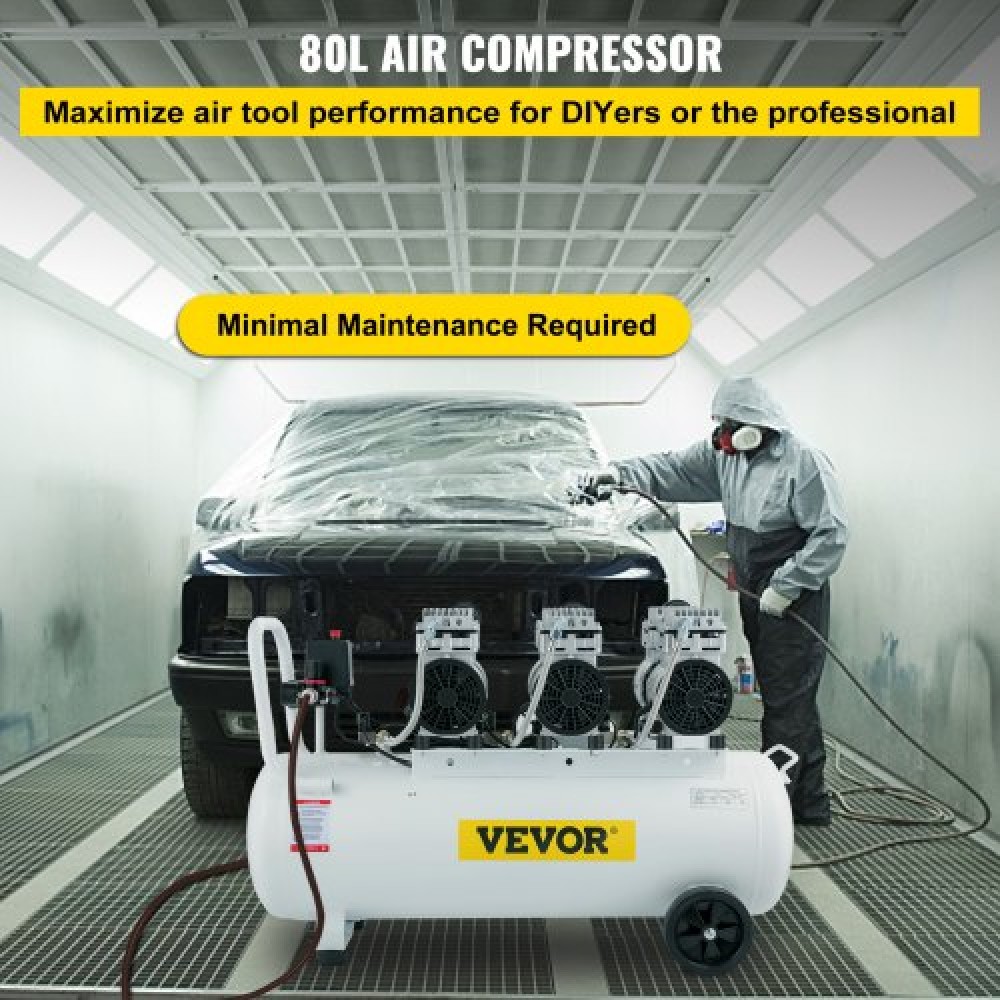 VEVOR Air Compressor 22Gallon Ultra Quiet Air Compressor 80L Tank Silent Air Compressor 2,2KW Oil free Compressor Χαμηλό θόρυβο με ασφαλή ηλεκτρομαγνητική βαλβίδα
