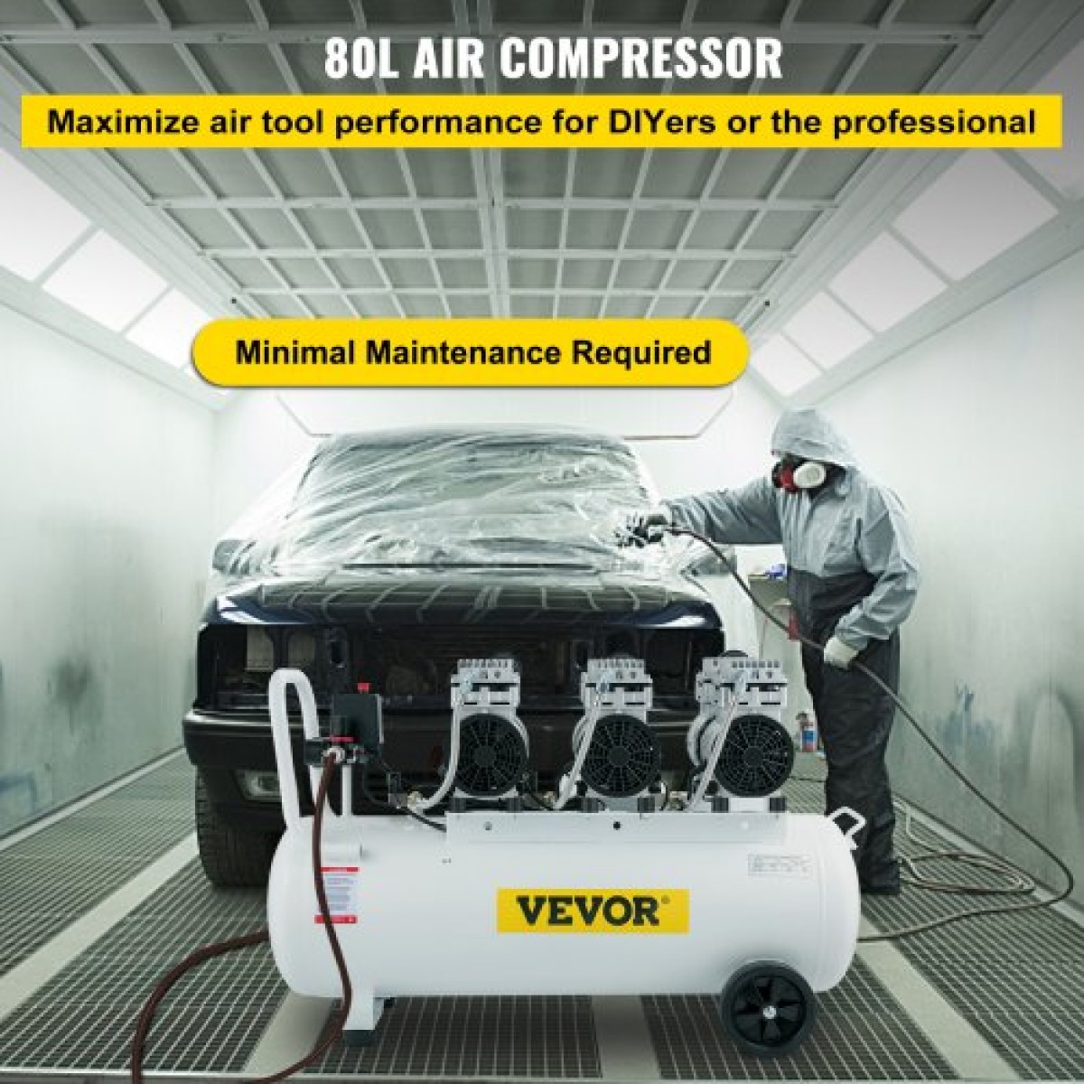 VEVOR Air Compressor 22Gallon Ultra Quiet Air Compressor 80L Tank Silent Air Compressor 2,2KW Oil free Compressor Χαμηλό θόρυβο με ασφαλή ηλεκτρομαγνητική βαλβίδα