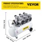 VEVOR Air Compressor 22Gallon Ultra Quiet Air Compressor 80L Tank Silent Air Compressor 2,2KW Oil free Compressor Χαμηλό θόρυβο με ασφαλή ηλεκτρομαγνητική βαλβίδα