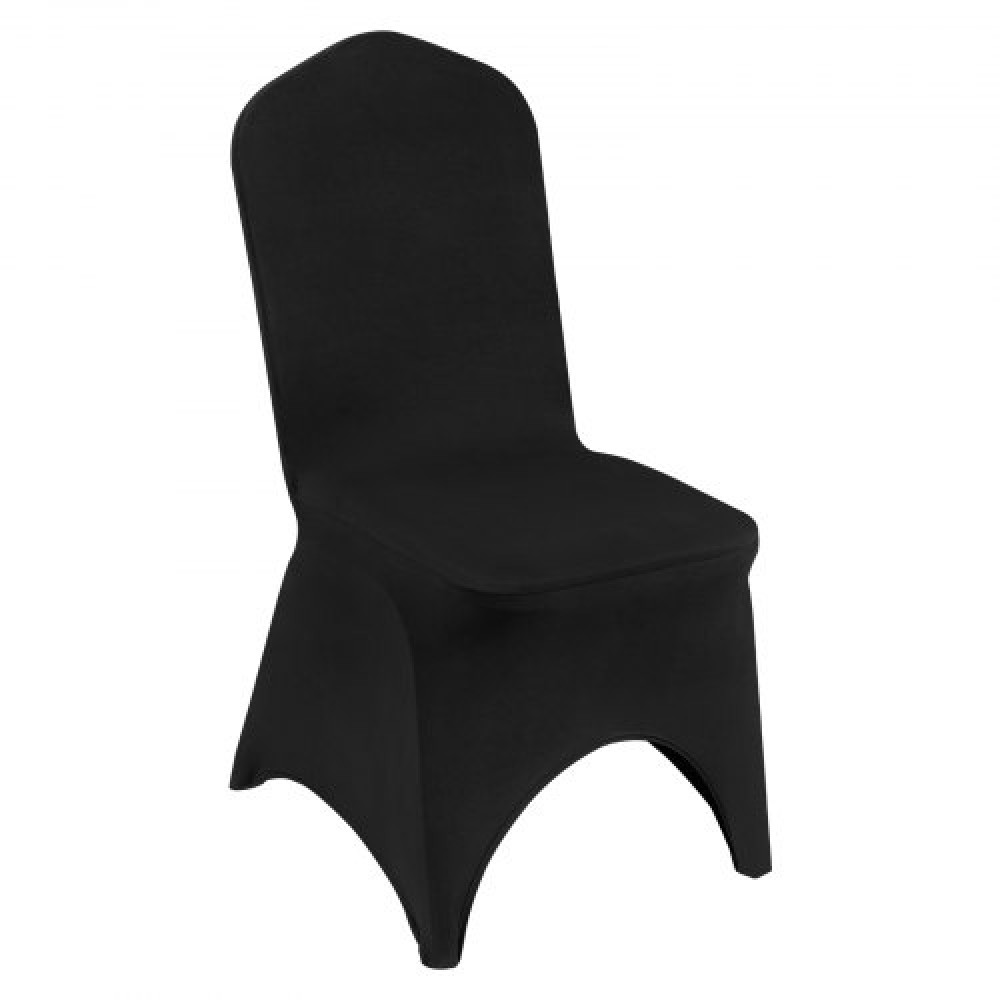 Πτυσσόμενα καλύμματα καρέκλας VEVOR Stretch Spandex, Universal Εφαρμοσμένο τοξωτό μπροστινό κάλυμμα, Αφαιρούμενα πλενόμενα προστατευτικά καλύμματα, για γάμους, διακοπές, συμπόσιο, πάρτι, γιορτή, δείπνο (50 τμχ Μαύρο)