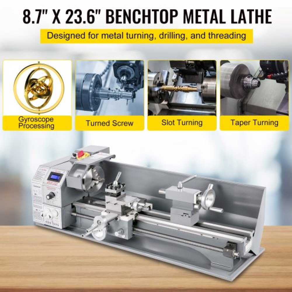 VEVOR Mini Metal Lathe 750W Μεταλλικός Τόρνος Μεταβλητής Ταχύτητας 50 έως 3000Rpm Τόρνος Ακριβείας Φρέζας 220 x 600mm για Μεταλλικός Τόρνος Μεταλλικός Τόρνος για Τρυπάνι Περιστροφής Αντιπροσώπου